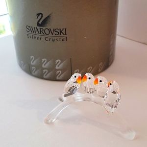 SWAROVSKI 4 BABY LOVE BIRDS ON A BRANCH 7621 000 005 RETIRED NIB Vintage